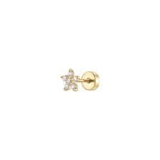 PIERCING ORECCHIO DONNA IN ACCIAIO COLORE ORO FIORE PETALI ZIRCONI BIANCHI