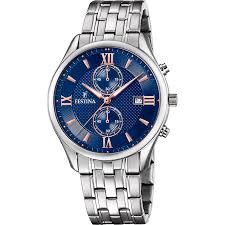OROLOGIO FESTINA TIMELESS CHRONOGRAPH BLU CINTURINO IN ACCIAIO, UOMO