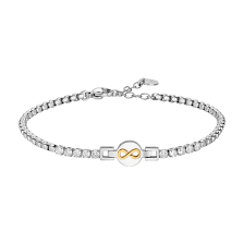 BRACCIALE TENNIS UOMO IN ACCIAIO CON INFINITO IP ROSE E ZIRCONI BIANCHI