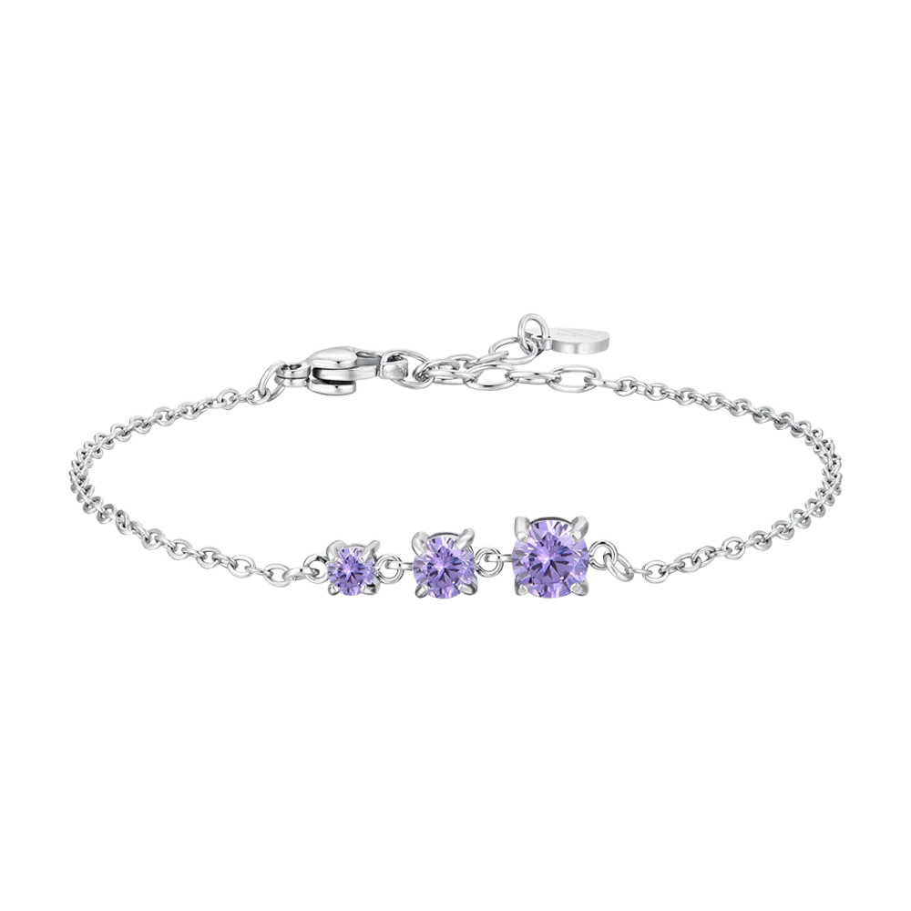 BRACCIALE DONNA IN ACCIAIO CON ZIRCONI VIOLA