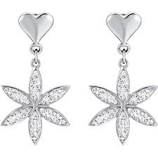 ORECCHINI DONNA IN ACCIAIO CON FIORE DELLA VITA CON CRISTALLI BIANCHI