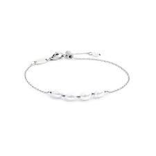 Bracciale catena cross con perle ovali BIANCO