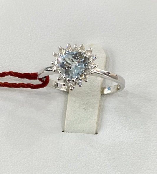 ANELLO ACQUA MARINA E DIAMANTI
