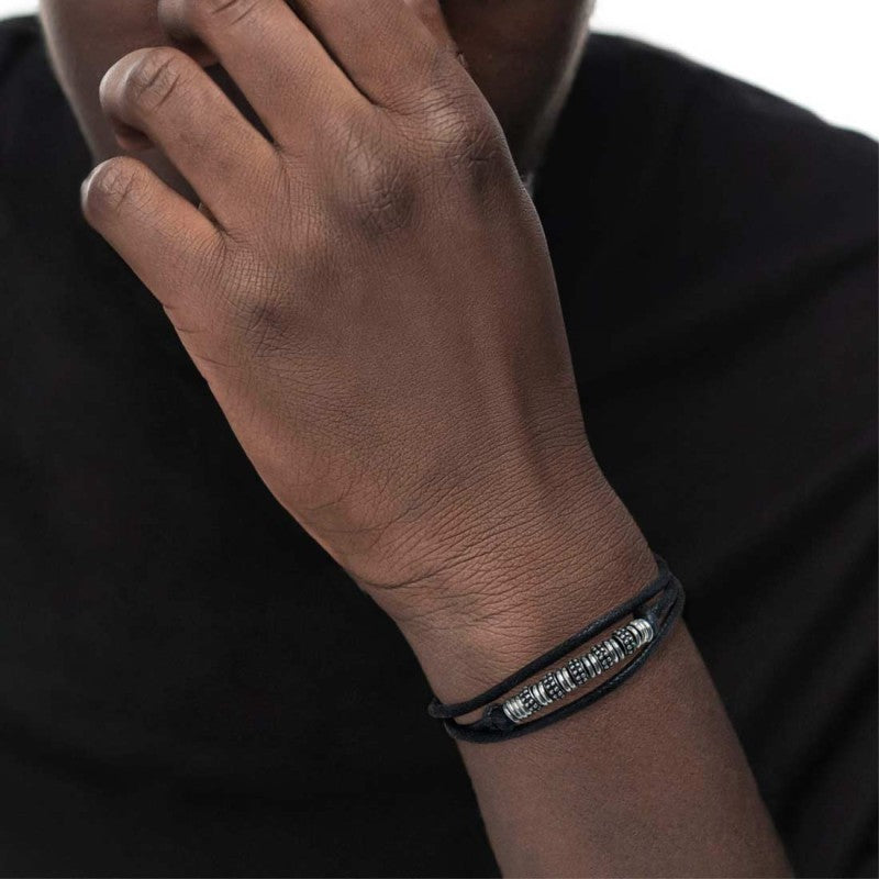 BRACCIALE DOPPIO GIRO CON CORDA E ACCIAIO