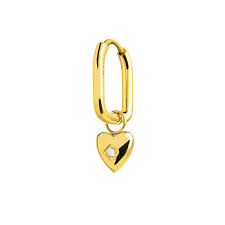 Orecchino ovale con cuore pendente con zircone GIALLO