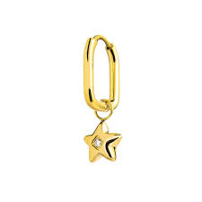 Orecchino ovale con stella pendente con zircone ( BIANCO - GIALLO )