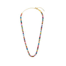 COLLANA CON PERLINE COLORATE A CIMBELLA BASE GIALLA