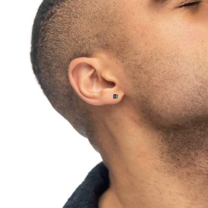 ORECCHINI A LOBO CON ZIRCONE NERO QUADRATO 0,34MM