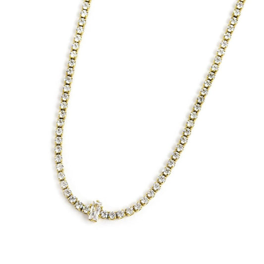 Collana tennis con zircone centrale SW BIANCHI ( BASE GIALLA )