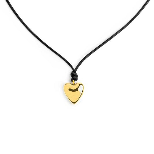 Collana cordino NERO con cuore GIALLO