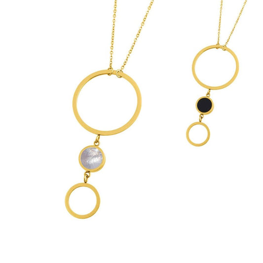 Collana con cerchio acrilico e madreperla (BASE GIALLA )