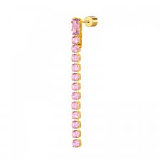 Orecchino a lobo catena tennis con zirconi baguette (BIANCO-ROSA-FUXIA-VERDE )