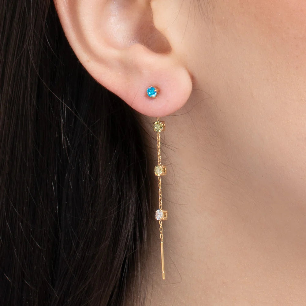 MONO ORECCHINO DONNA IN ACCIAIO IP GOLD CON CRISTALLI MULTICOLOR