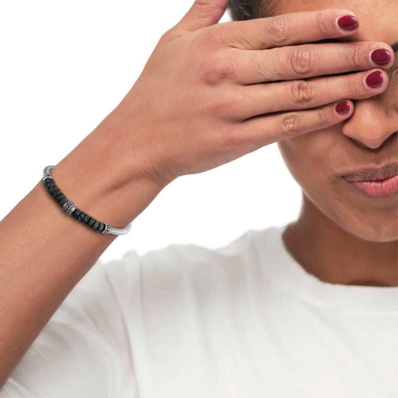 BRACCIALE CON CATENA SNAKE + PIETRA LAVICA