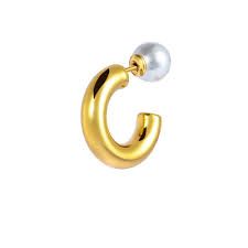 Orecchino a lobo a cerchietto 1,9cm con chiusura perla GIALLO