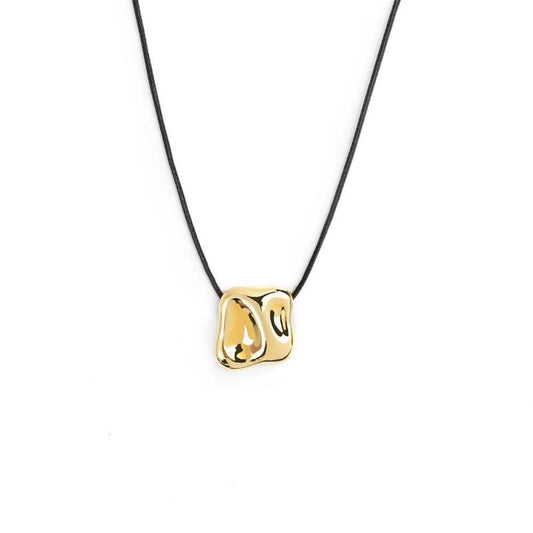 COLLANA CORDINO CERATO CON PENDENTE QUADRATO GOLD