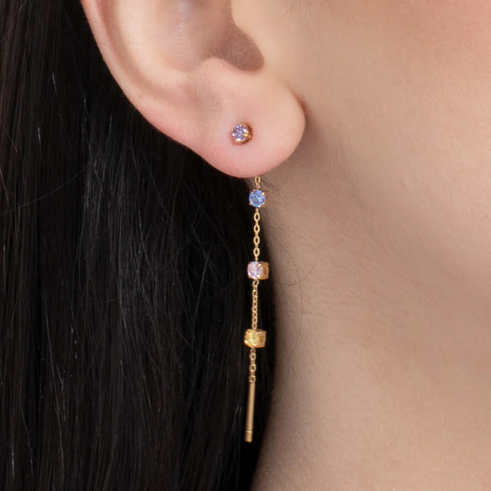 MONO ORECCHINO DONNA IN ACCIAIO IP GOLD CON CRISTALLI MULTICOLOR