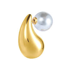 Orecchino a lobo goccia 2,6 cm con chiusura perla GIALLO