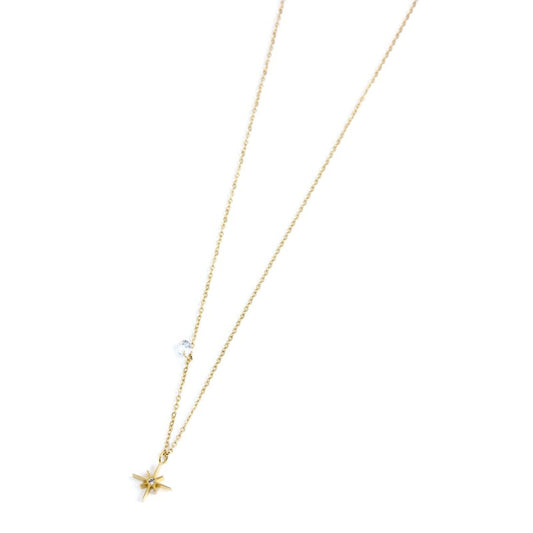 Collana rosa dei venti pendente 10mm e zircone (BASE GIALLA)