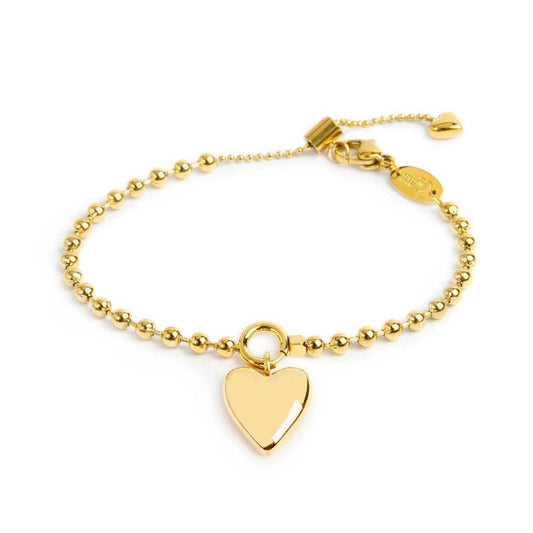 Bracciale catena a sfere con cuore GOLD