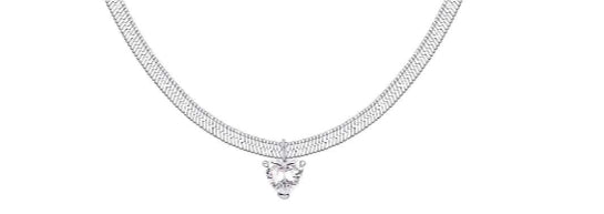 COLLANA CUORE BIANCO CON MAGLIA PIATTA