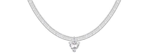 COLLANA CUORE BIANCO CON MAGLIA PIATTA