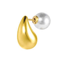 Orecchino a lobo goccia 1,8 cm con chiusura perla GIALLO