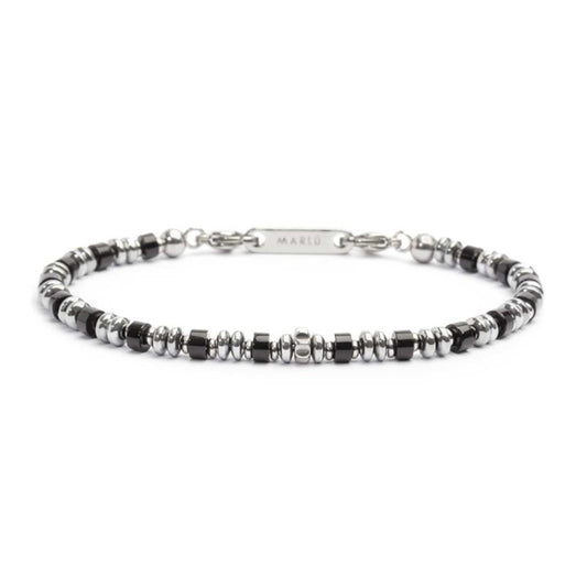 Bracciale con rondelle in pietra ed elementi in ematite NERO-BLU-MARRONE