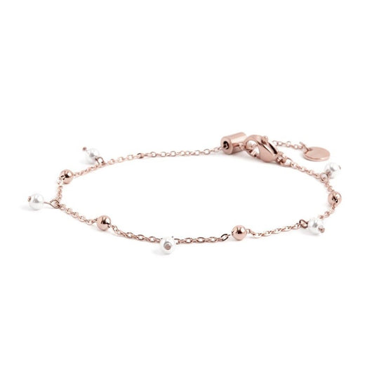 Bracciale catena con sfere e perle (BASE ROSA)