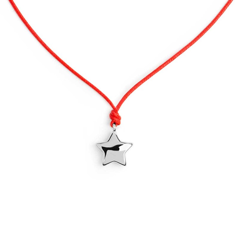 Collana cordino ROSSO  con stella BIANCO