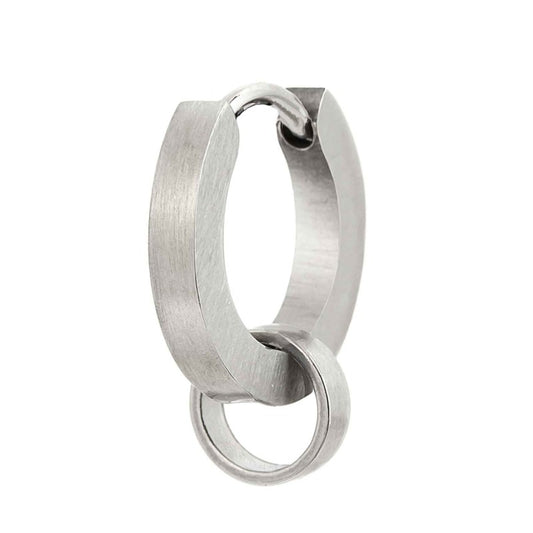 Orecchino a cerchio 14mm con anello per charm (BASE BIANCA SATINATA )