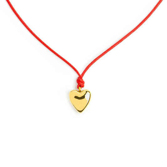 Collana cordino ROSSO con cuore GIALLO