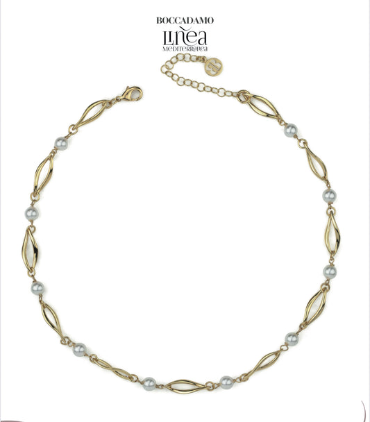 COLLANA PERLE PLACCATA ORO