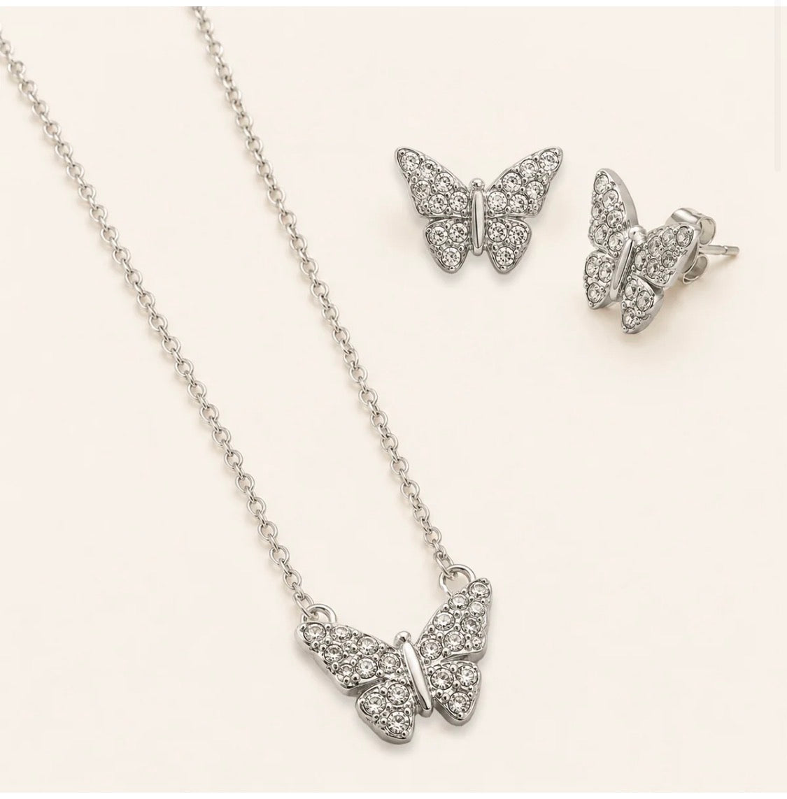PARURE FARFALLE ACCIAIO