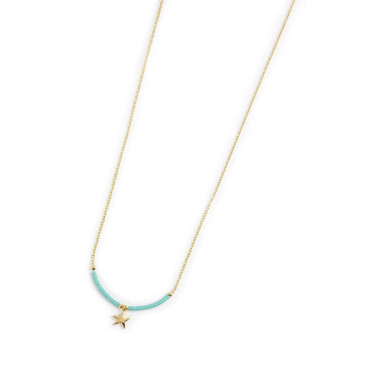Collana stella marina e miyuki COLORE TIFFANY ( BASE GIALLA )