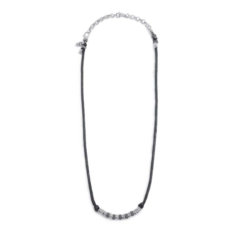 COLLANA CORDINO E ELEMENTI IN ACCIAIO