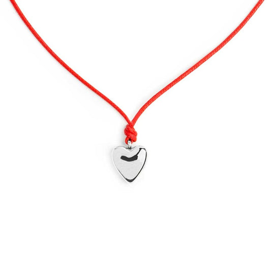 Collana cordino ROSSO con cuore BIANCO