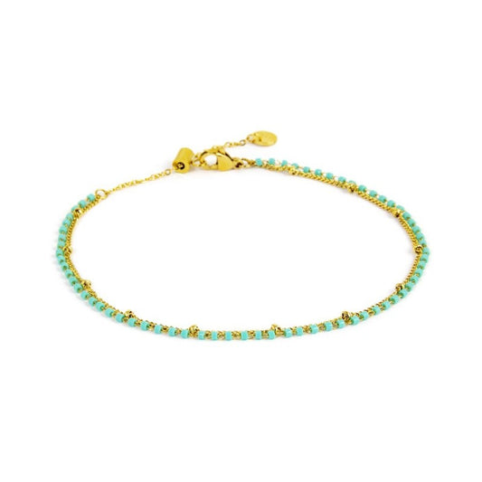 Cavigliera TIFFANY  catena grumetta e myuki (BASE GIALLA )