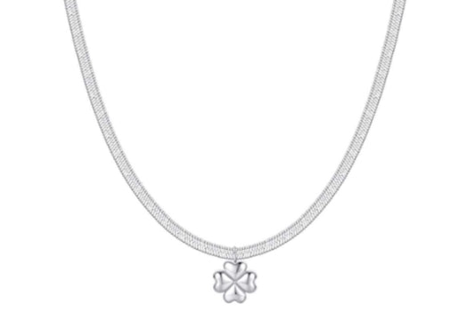 COLLANA QUADRIFOGLIO CON MAGLIA PIATTA