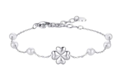 BRACCIALE QUADRIFOGLIO CON PERLE