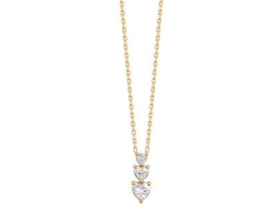 COLLANA GOLD TRE CUORI BIANCHI A SCALARE