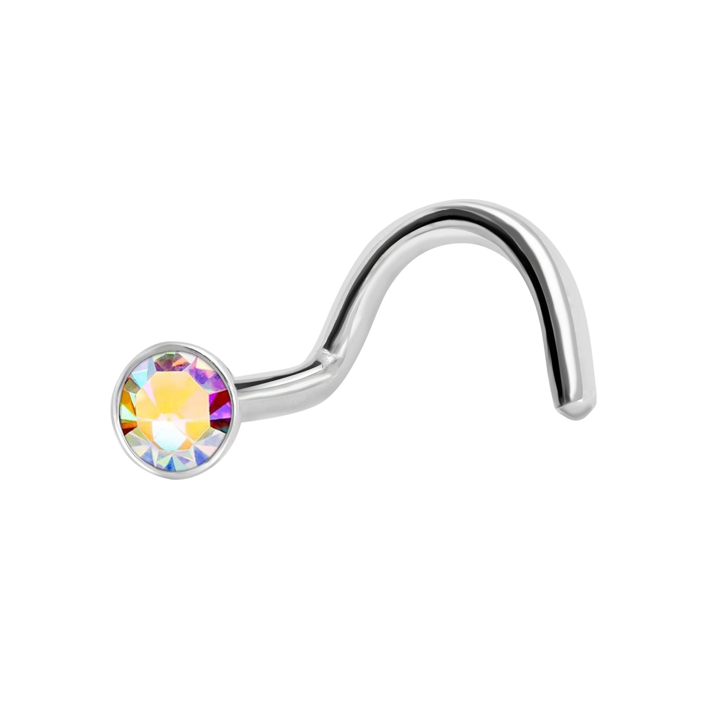 Chiodino Da Naso Curvo Con Cristallo Da 2,35 mm