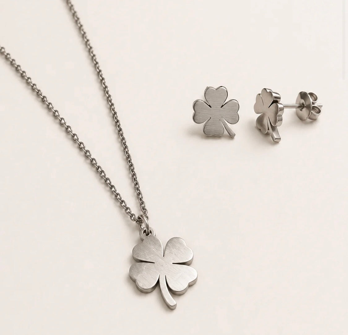 PARURE ACCIAIO QUADRIFOGLIO