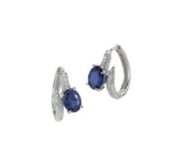 ORECCHINI CERCHIO ARGENTO PIETRA BLU