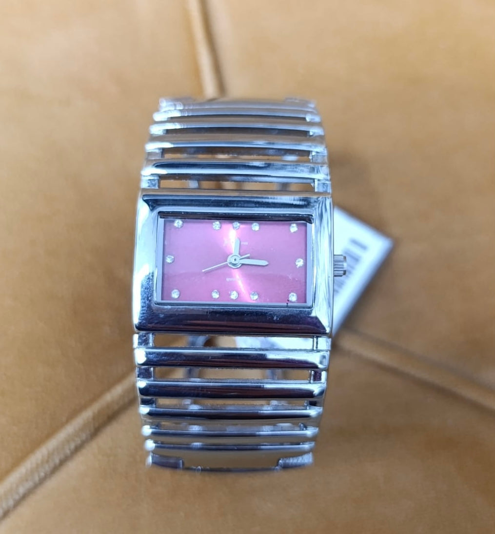 OROLOGIO KARMA ECONOMICO DONNA BRACCIALE RIGIDO ROSA-BIANCO -NERO