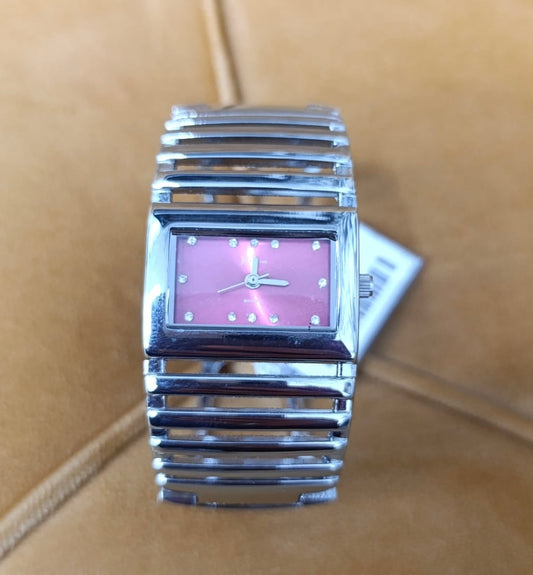 OROLOGIO KARMA ECONOMICO DONNA BRACCIALE RIGIDO ROSA-BIANCO -NERO