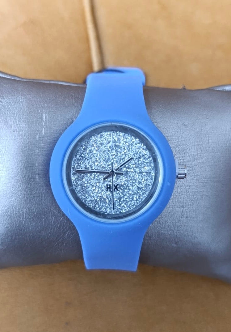 OROLOGIO DONNA CAUCCIÙ BLU CON PAVÉ