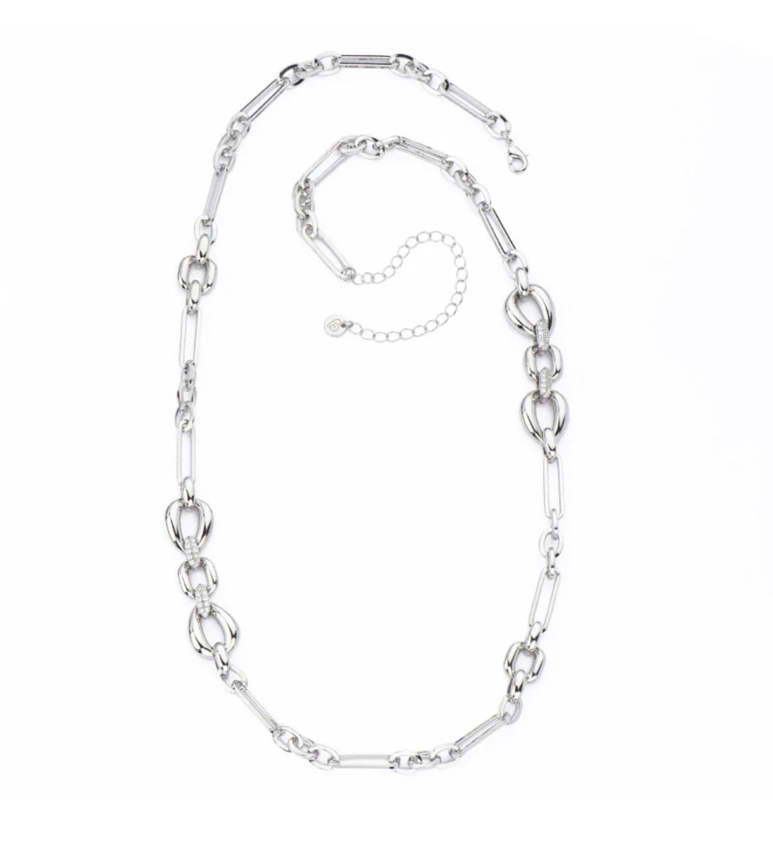 COLLANA CATENA FANTASIA CON PAVE’ DI ZIRCONI