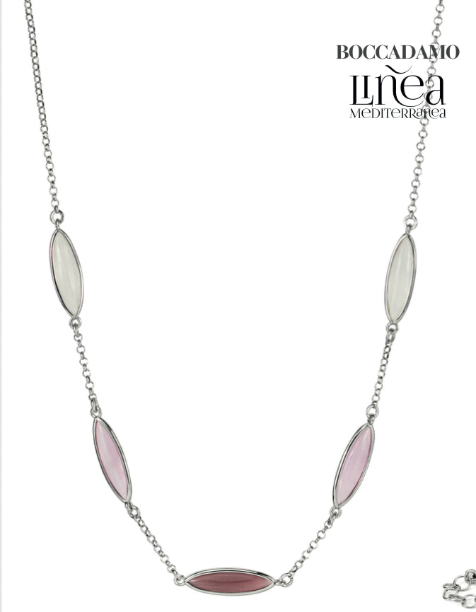 Collana BASE BIANCA CON PIETRE ALLUNGATE