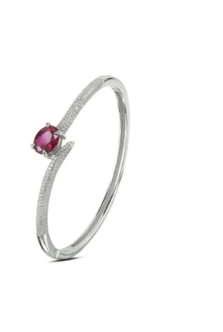 BRACCIALE RIGIDO ARGENTO PIETRA ROSSA